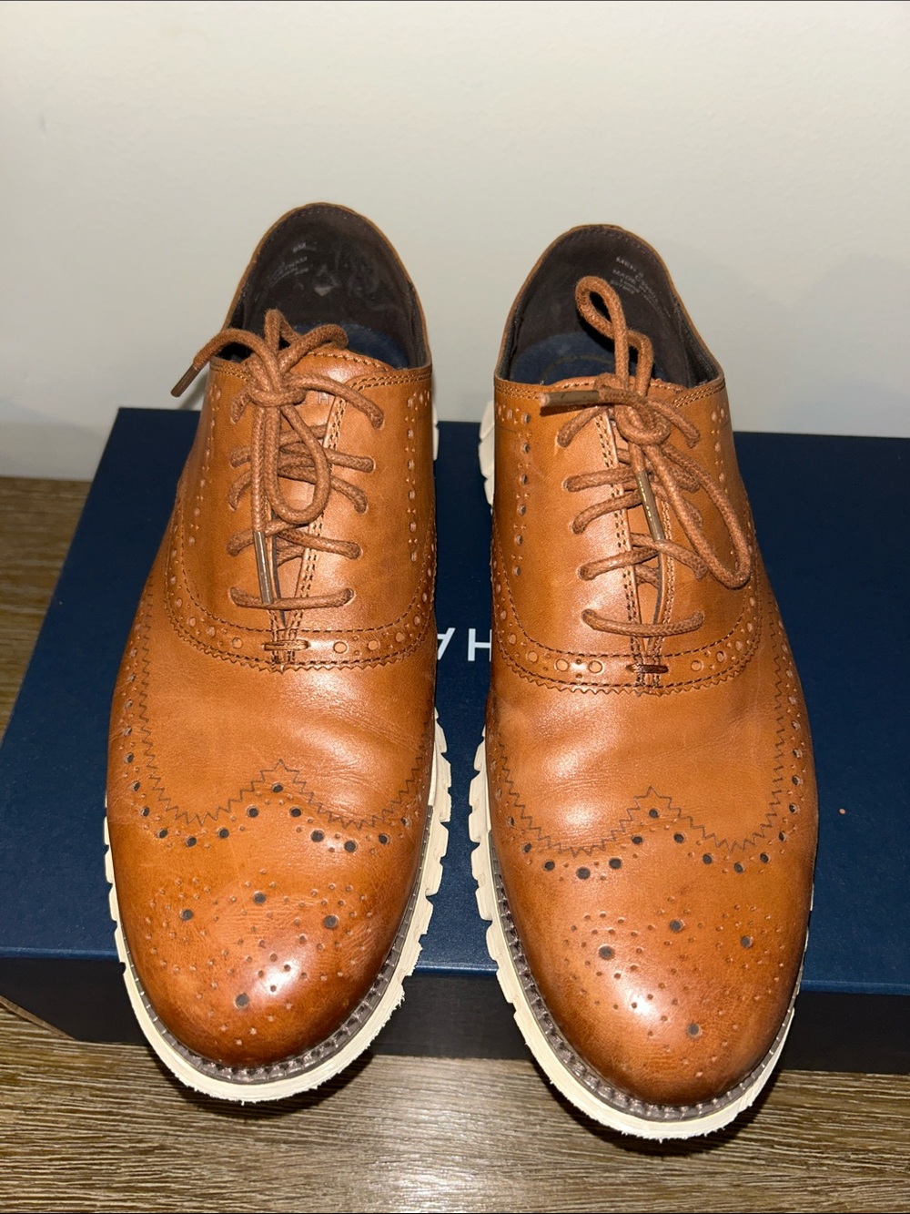 Cole Haan Cognac Brogue Wingtip Derbys